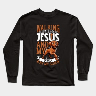 Jesus and dog - Magyar Vizsla Long Sleeve T-Shirt